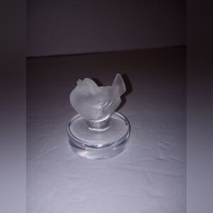 Lalique France Frosted Crystal Paperweight Figurine Sparrow Lookin Up 2.25" Tall